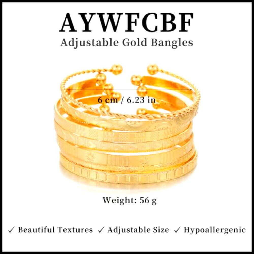 Gold Plated Adjustable Cuff Bracelets Set Stackab… - image 7